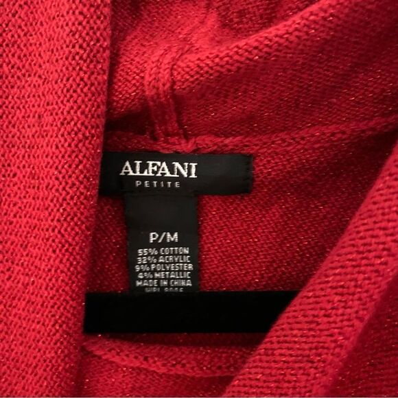 Alfani Womens Metallic Asymmetric Pullover Sweater Red PM - Picture 2 of 3